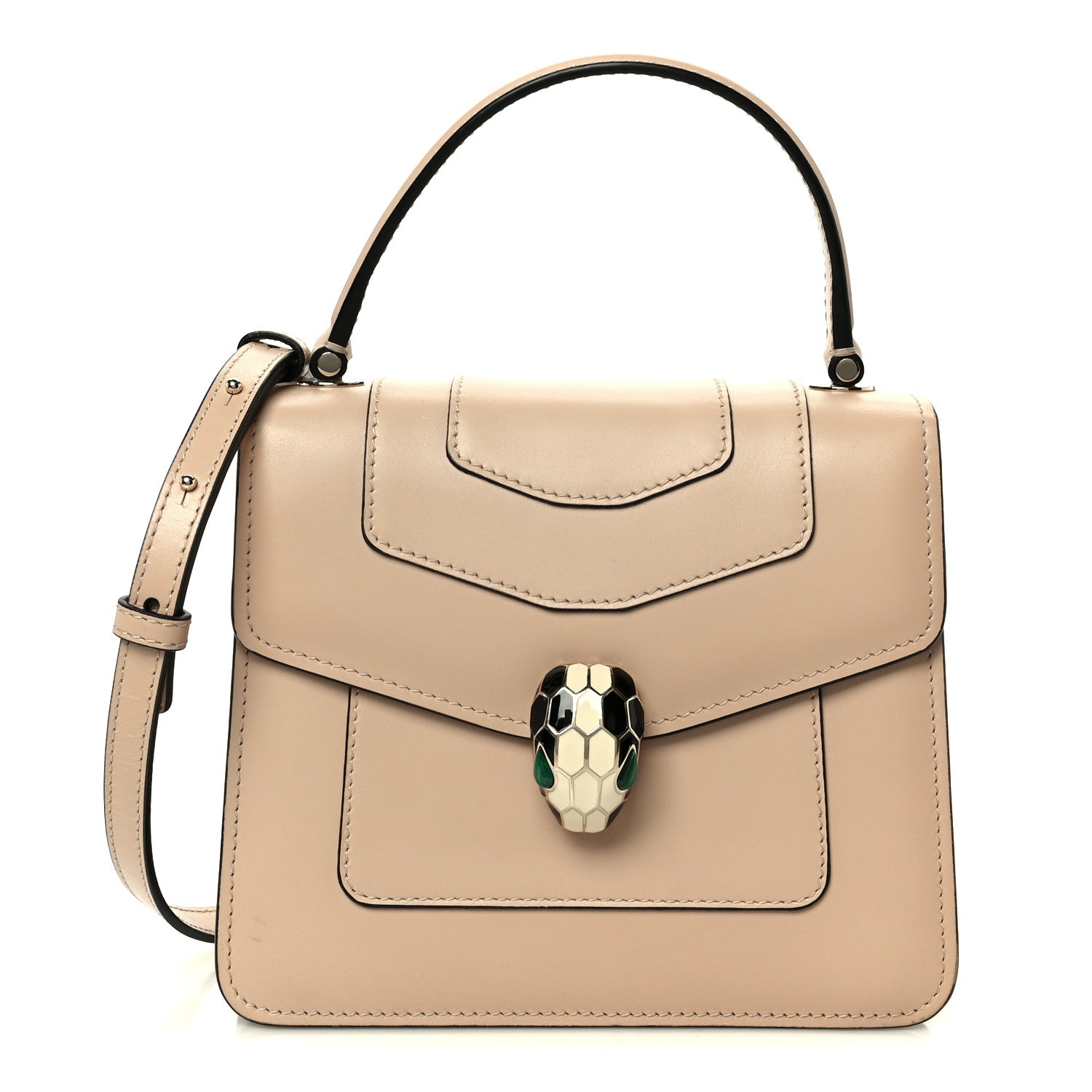 Bulgari Calfskin Serpenti Forever Top Handle Beige Green 1 of 13