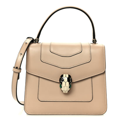 Bulgari Calfskin Serpenti Forever Top Handle Beige Green 1 of 13