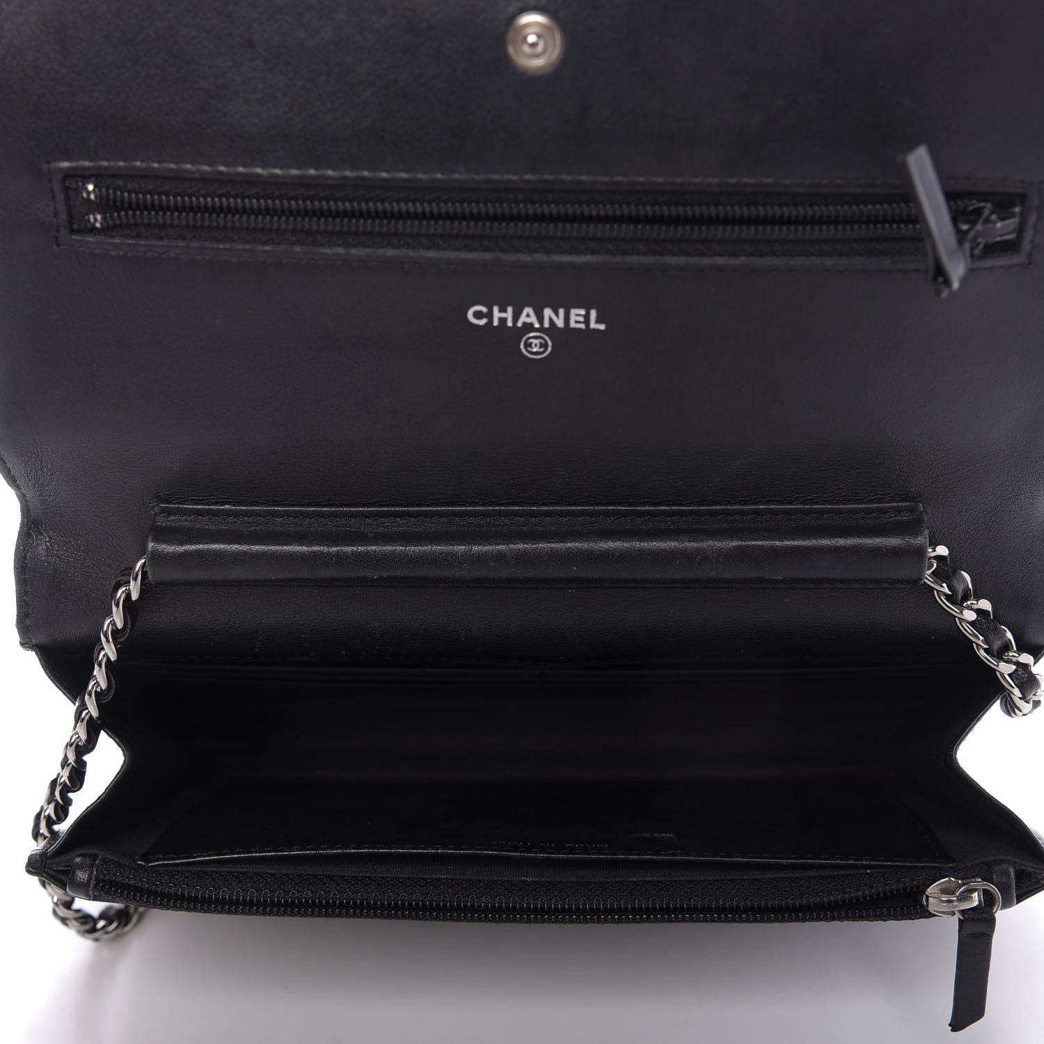 Chanel Lambskin Diamond Stitched Wallet On Chain WOC Black 5 of 10