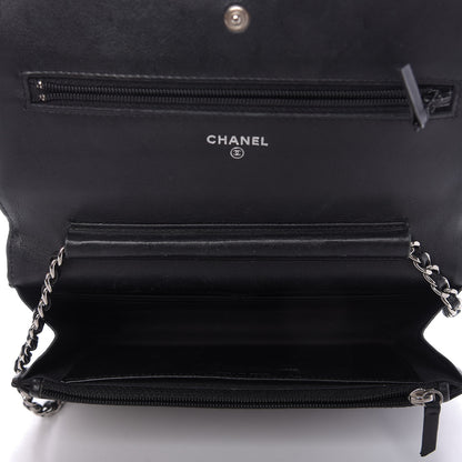 Chanel Lambskin Diamond Stitched Wallet On Chain WOC Black 5 of 10