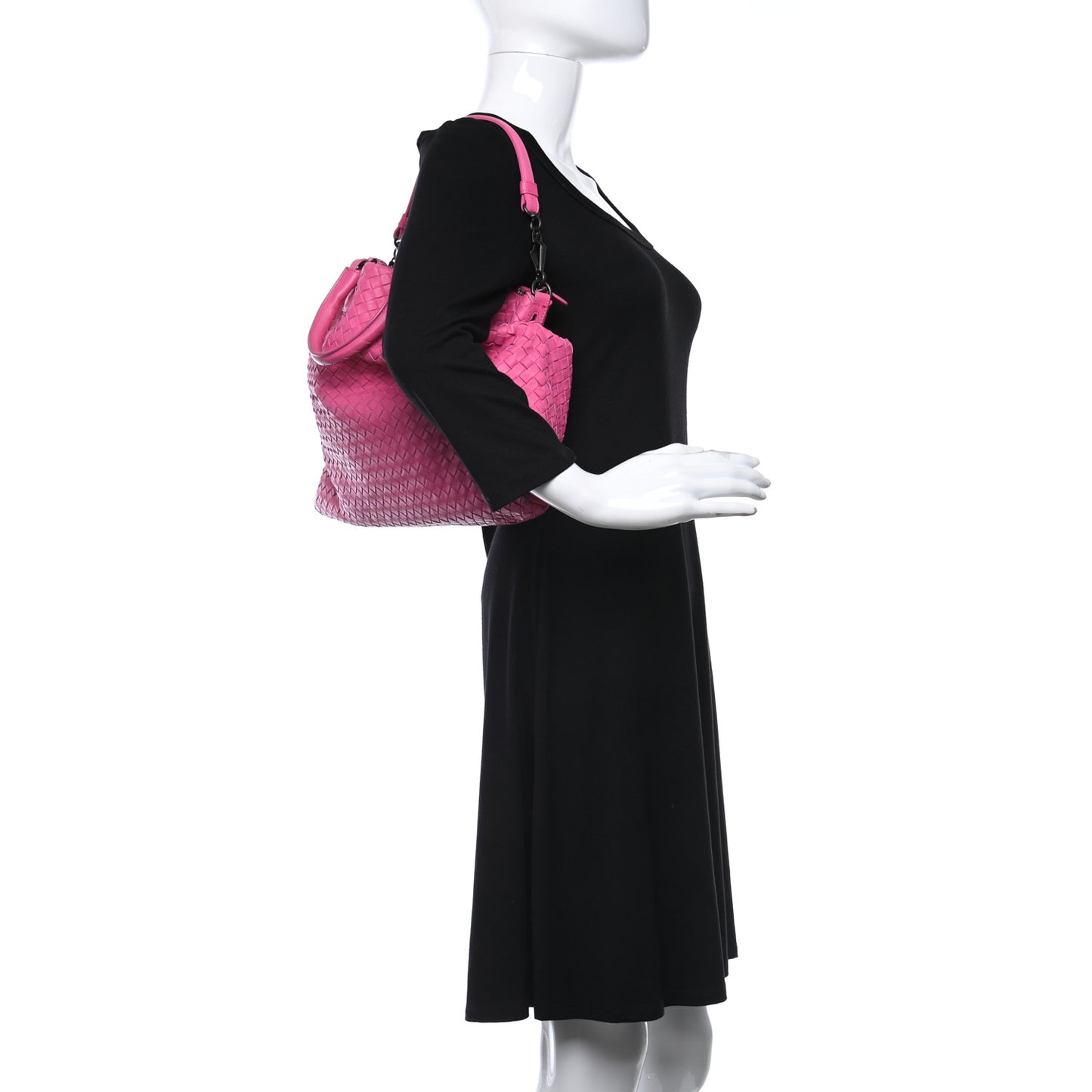 Nappa Intrecciato Maxi Convertible Tote Fuchsia