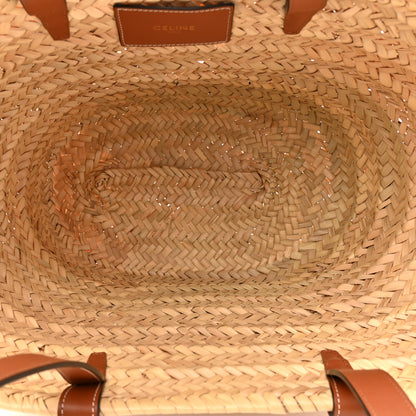Celine Raffia Calfskin Triomphe Medium Panier Tan 4 of 8