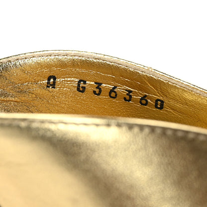 Chanel Laminated Lambskin Grosgrain Cap Toe CC Pumps 39 Gold Black 6 of 8