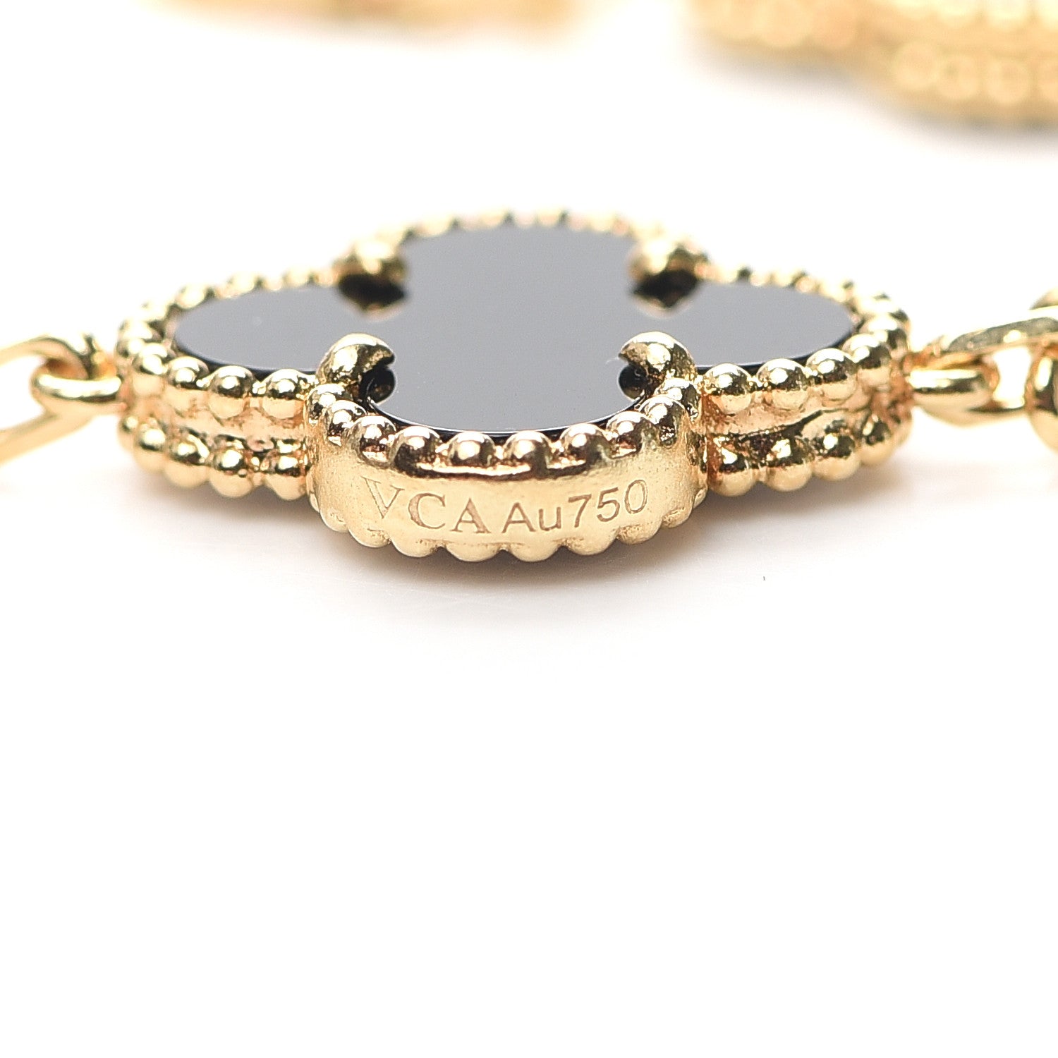 Van Cleef & Arpels 18K Yellow Gold Black Onyx 5 Motifs Vintage Alhambra Bracelet 6 of 6