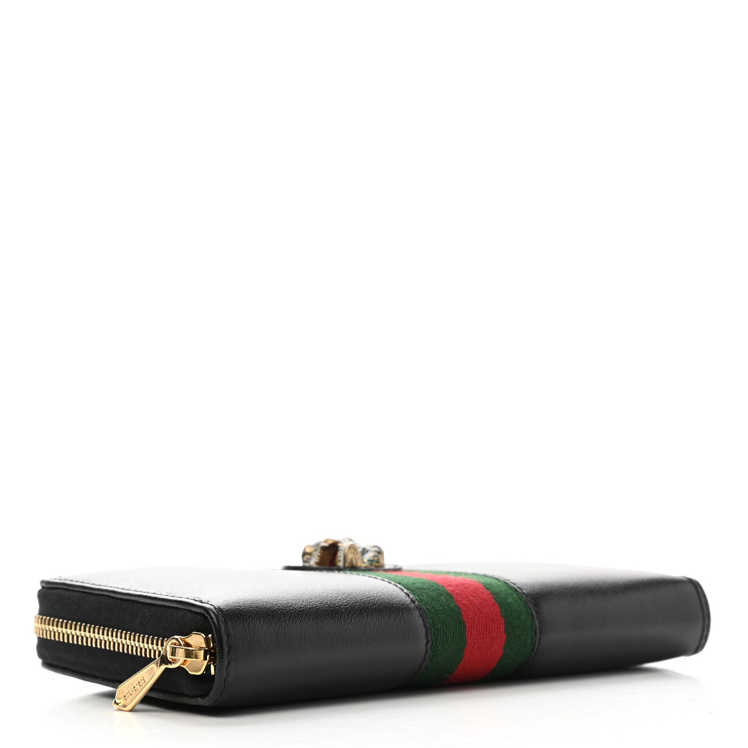Gucci Calfskin Web Rajah Zip Around Wallet Black 4 of 7
