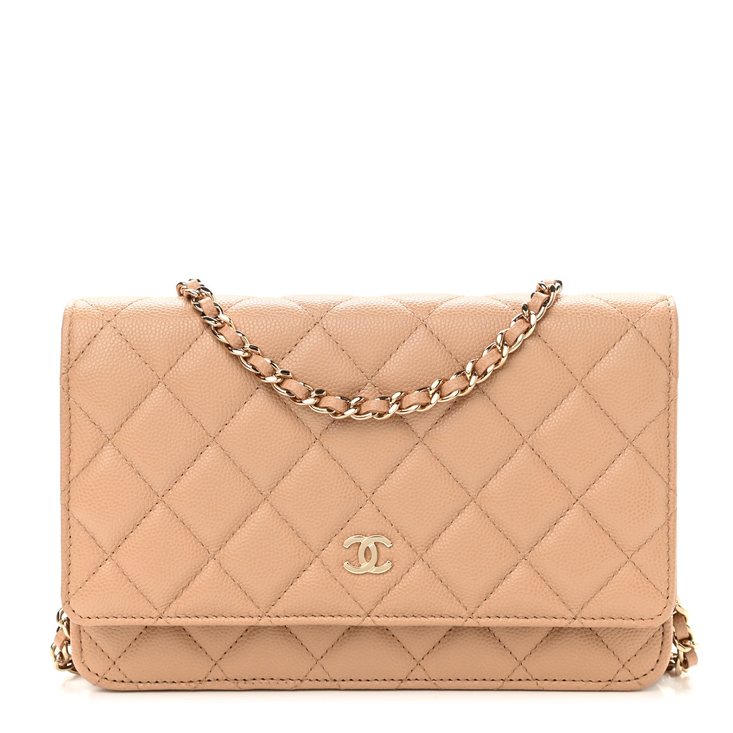Chanel Caviar Quilted Wallet On Chain WOC Beige 1 of 12