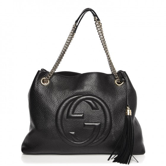 Gucci Pebbled Calfskin Medium Soho Chain Shoulder Bag Black 1 of 9