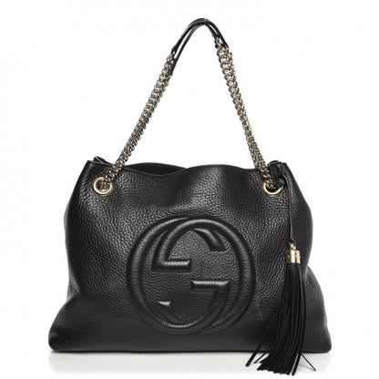 Gucci Pebbled Calfskin Medium Soho Chain Shoulder Bag Black 1 of 9