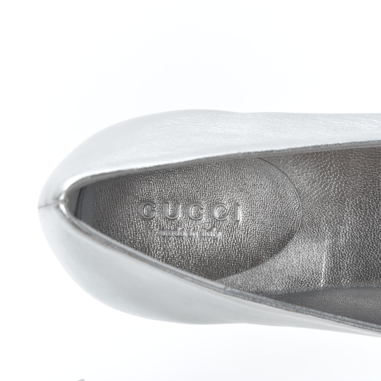 Metallic Nappa Silk Crystal Interlocking G Ballet Flats 39 Argento