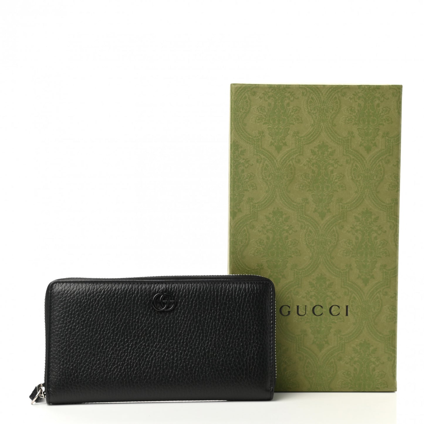 Dollar Calfskin GG Marmont Zip Around Wallet Black