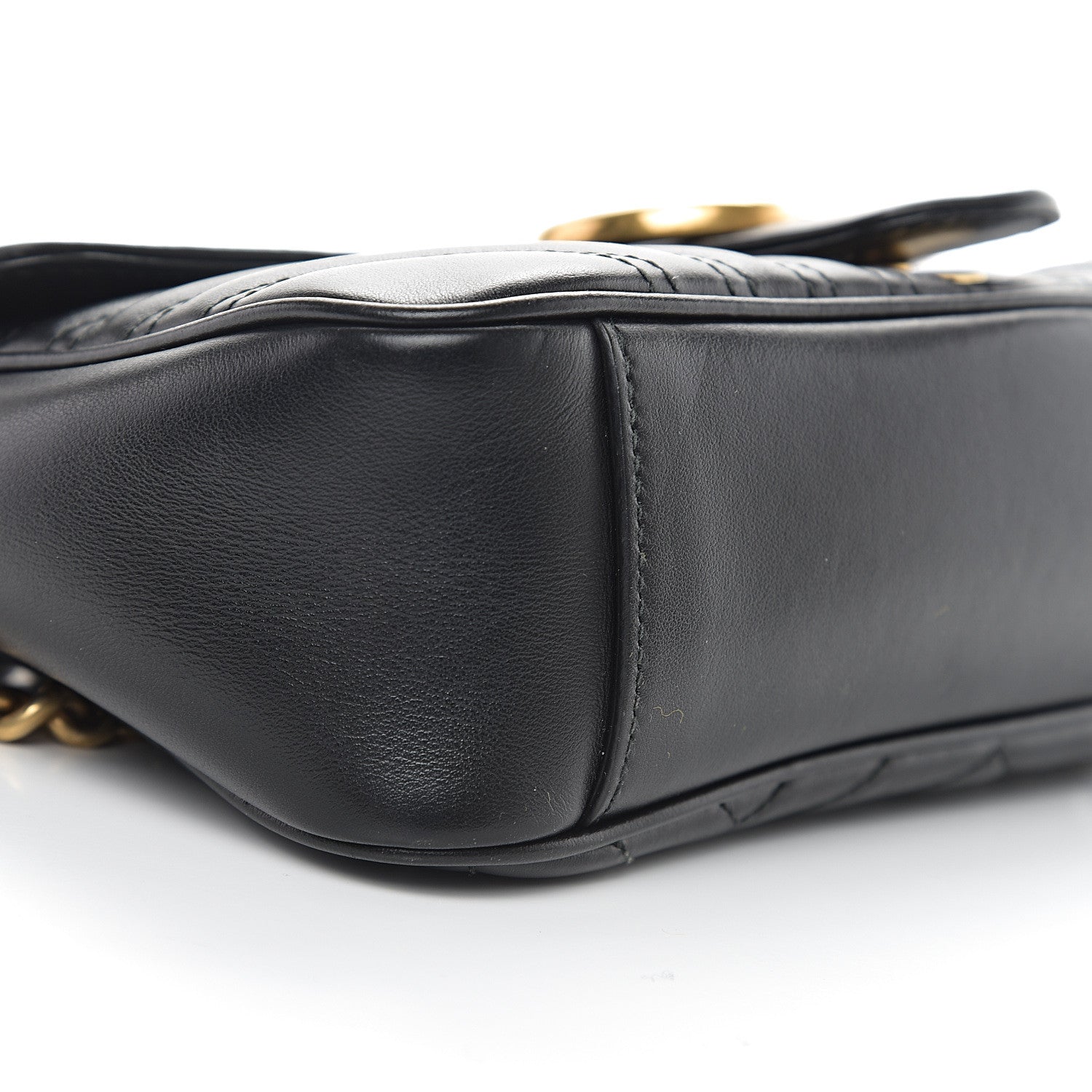 Gucci Calfskin Matelasse Small GG Marmont Shoulder Bag Black 9 of 13
