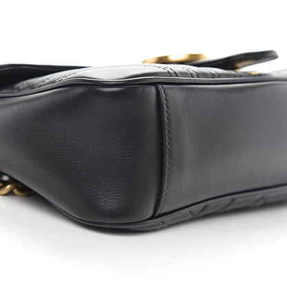 Gucci Calfskin Matelasse Small GG Marmont Shoulder Bag Black 9 of 13