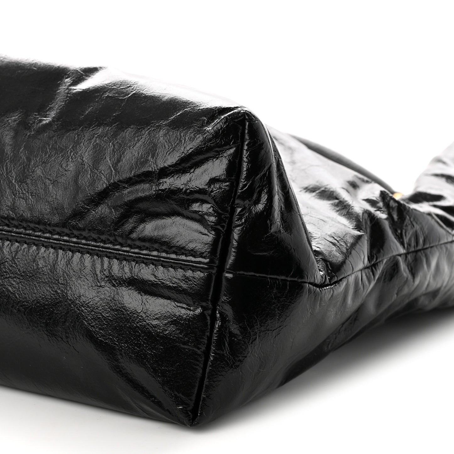 Crinkled Calfskin Cassandre Hobo Black