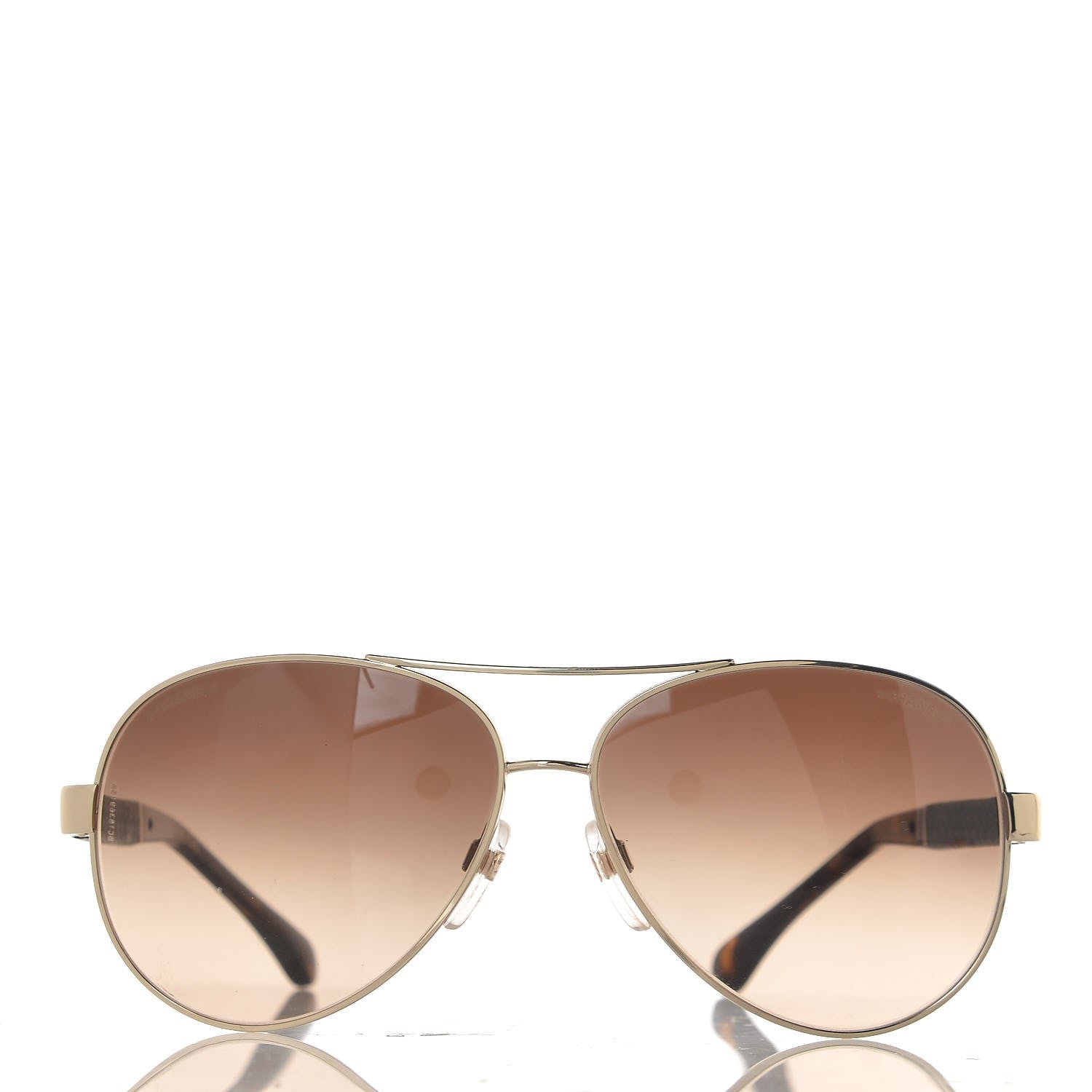 Chanel Lambskin Quilted CC Aviator Sunglasses 4195-Q Brown Gold 3 of 8