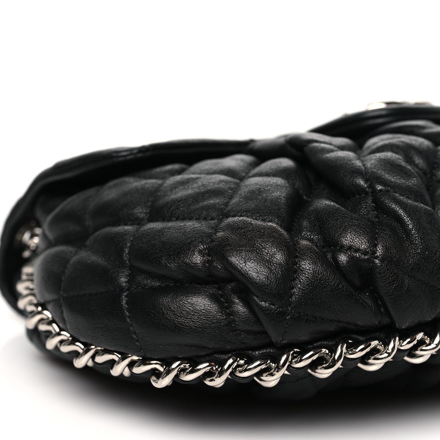 Chanel Washed Lambskin Quilted Large Chain Around Flap Black 9 of 10