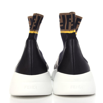 Fendi Jersey FF Mania Mens High Top Sock Sneakers 10 Black Tobacco Yema 7 of 11
