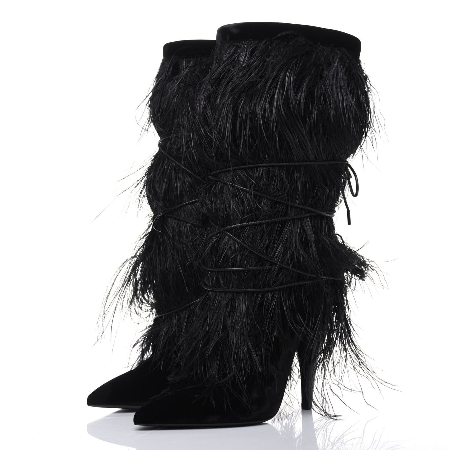 Velluto Master Ostrich Yeti 110 Short Boots 37.5 Black