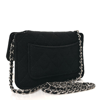Chanel Jersey Fabric Quilted Foldable Tote With Chain Black Multicolor 4 of 14