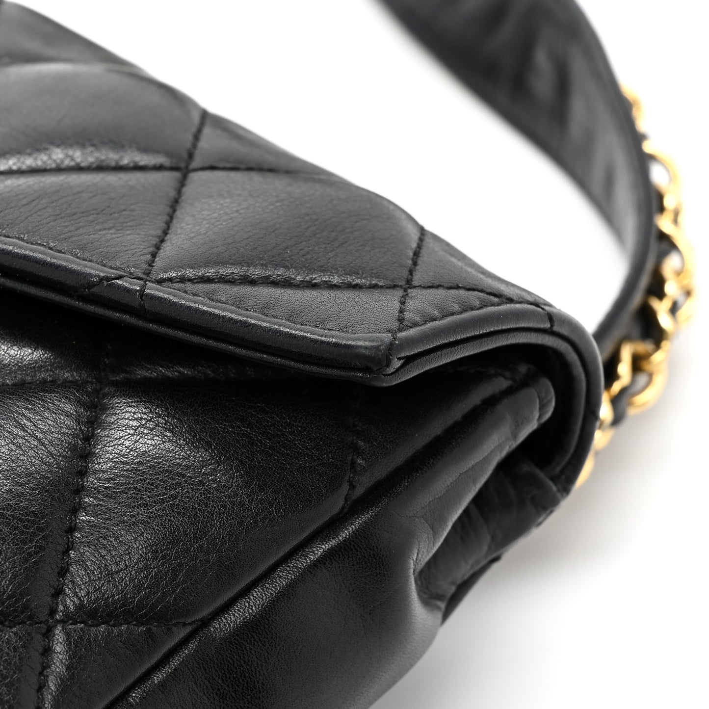 Lambskin Quilted Flap Waist Belt Bag 75 30 Black