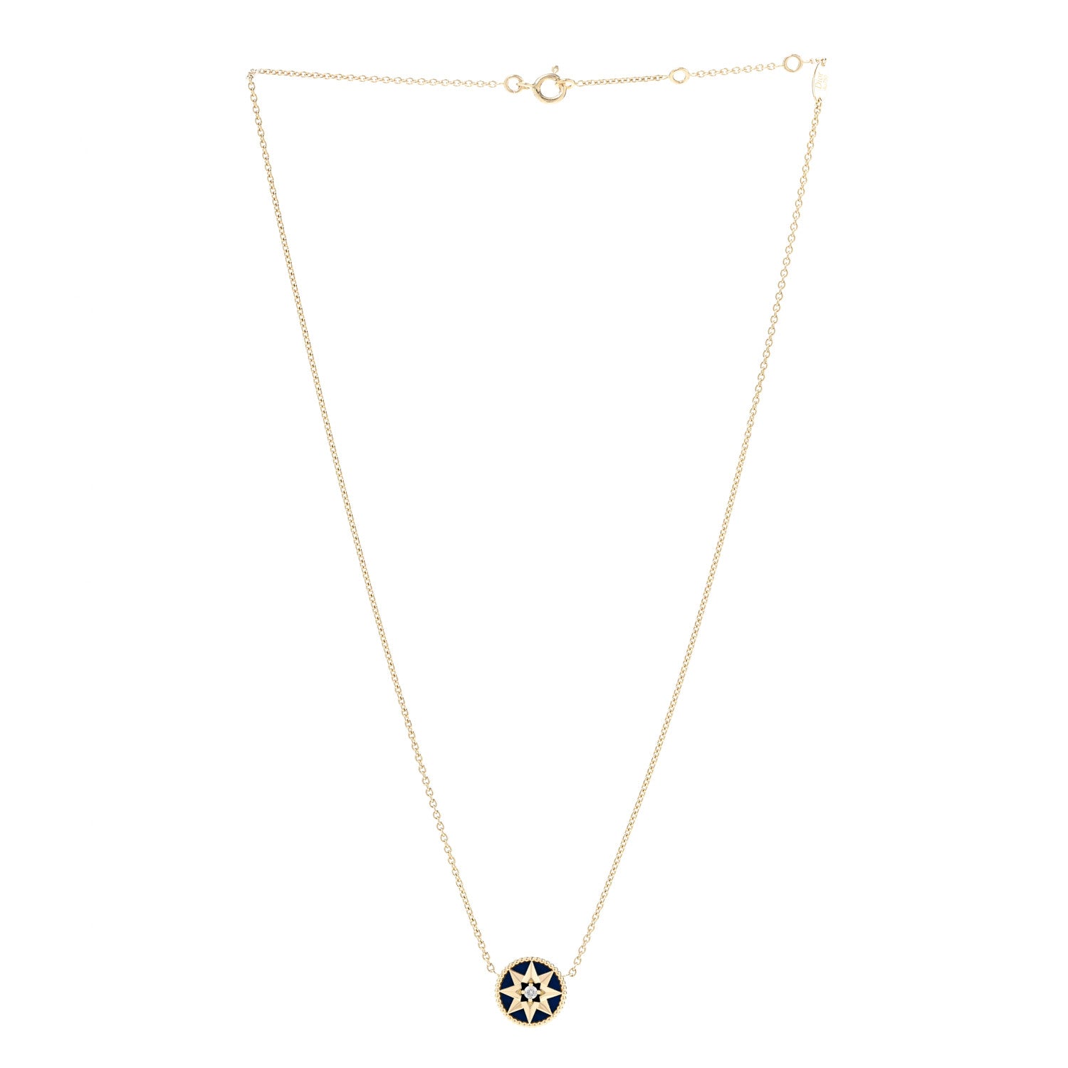 Christian Dior 18K Yellow Gold Diamond Lapis Lazuli Rose Des Vents Necklace 3 of 6