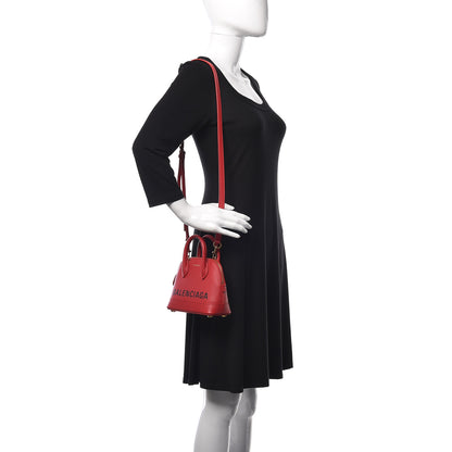 Balenciaga Signature Grained Calfskin Logo XXS Ville Top Handle Bag Rouge Lantern Black 2 of 9