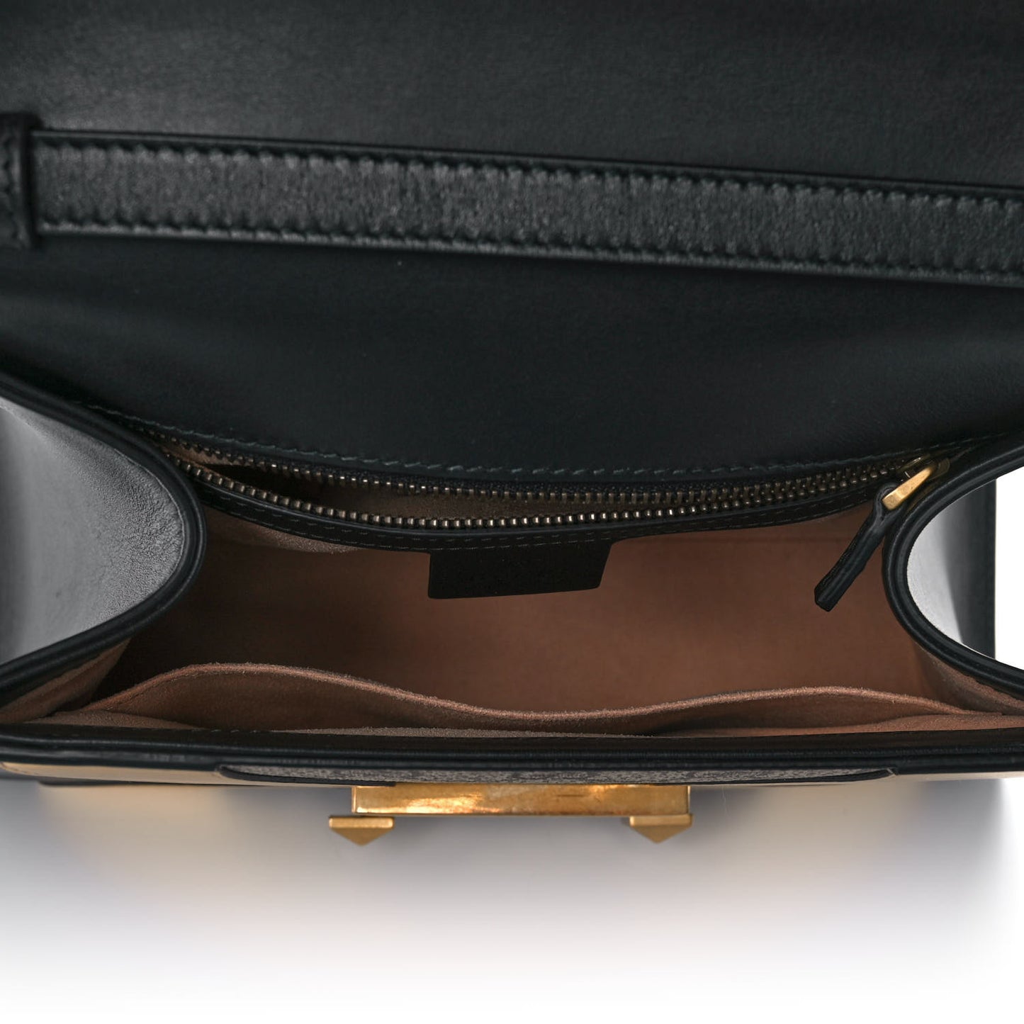 GG Supreme Monogram Small Osiride Top Handle Bag Black Gold