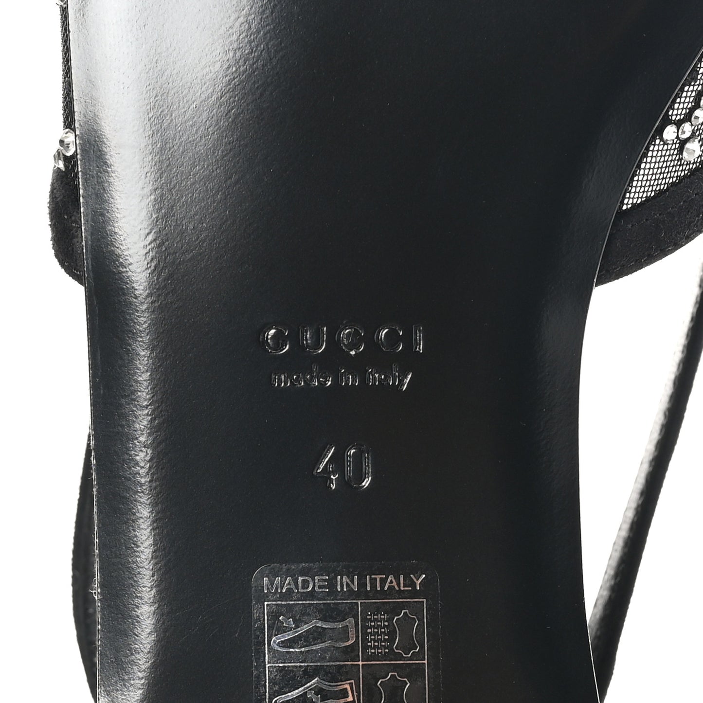 Tela Retino Kid Scamosciato Crystal GG Monogram Square Demi Ballet Flats 40 Black