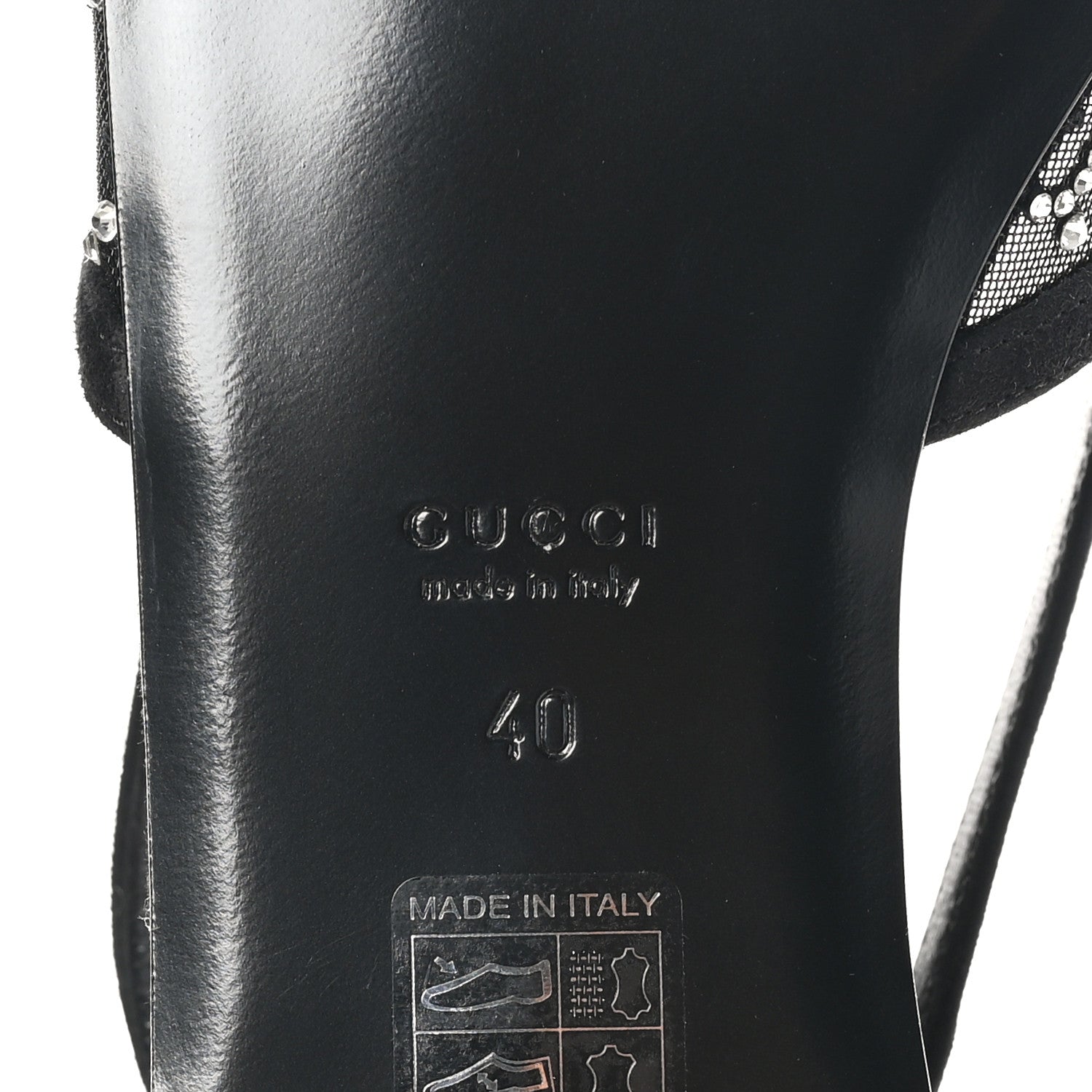 Gucci Tela Retino Kid Scamosciato Crystal GG Monogram Square Demi Ballet Flats 40 Black 7 of 9