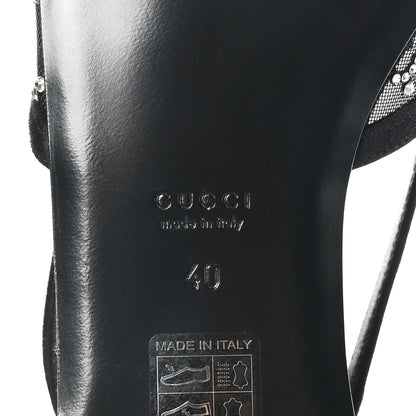 Gucci Tela Retino Kid Scamosciato Crystal GG Monogram Square Demi Ballet Flats 40 Black 7 of 9