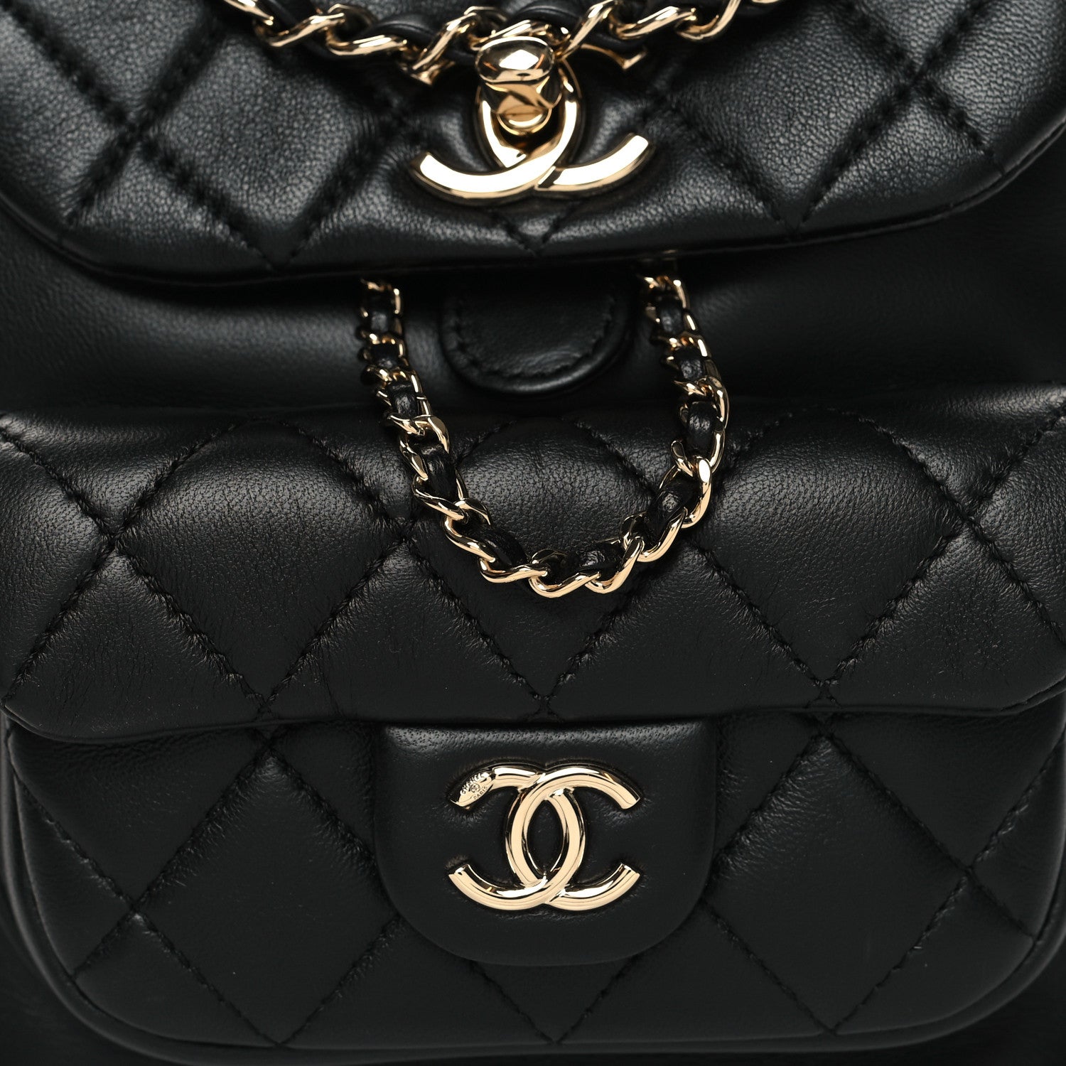 Chanel Lambskin Quilted Small Duma Drawstring Backpack Black 8 of 10