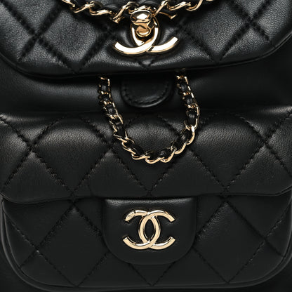Chanel Lambskin Quilted Small Duma Drawstring Backpack Black 8 of 10