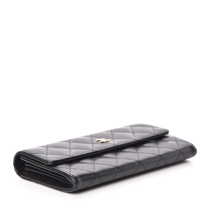 Chanel Caviar Quilted Large Gusset Flap Wallet Black 4 of 9
