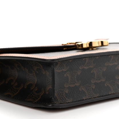 Celine Triomphe Canvas Calfskin Margo Wallet on Chain Tan 9 of 11