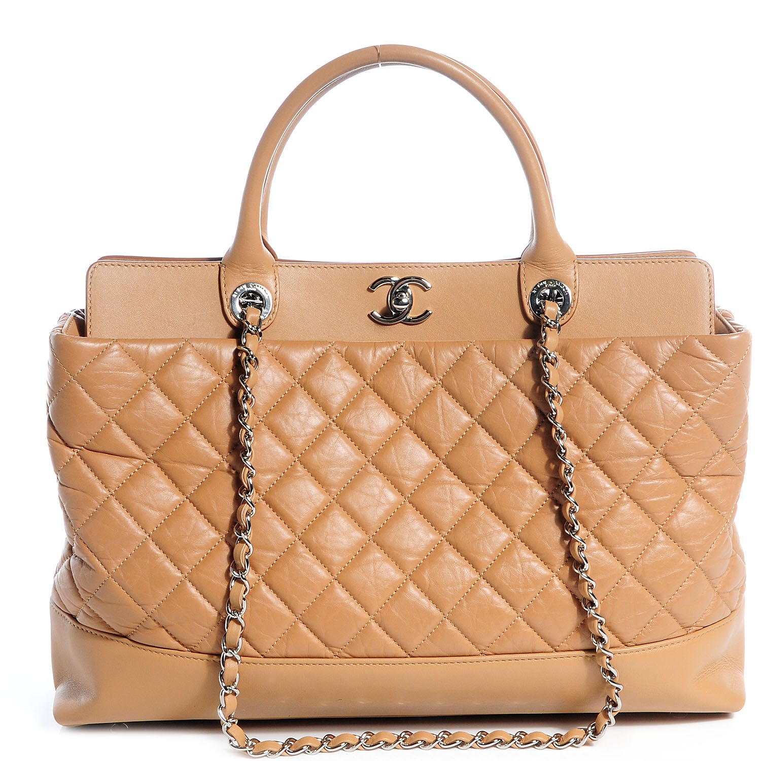 Chanel Aged Calfskin Quilted Be CC Tote Beige 1 of 9