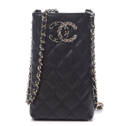 Chanel Caviar Quilted French New Wave Phone Holder With Chain Black 1 of 11
