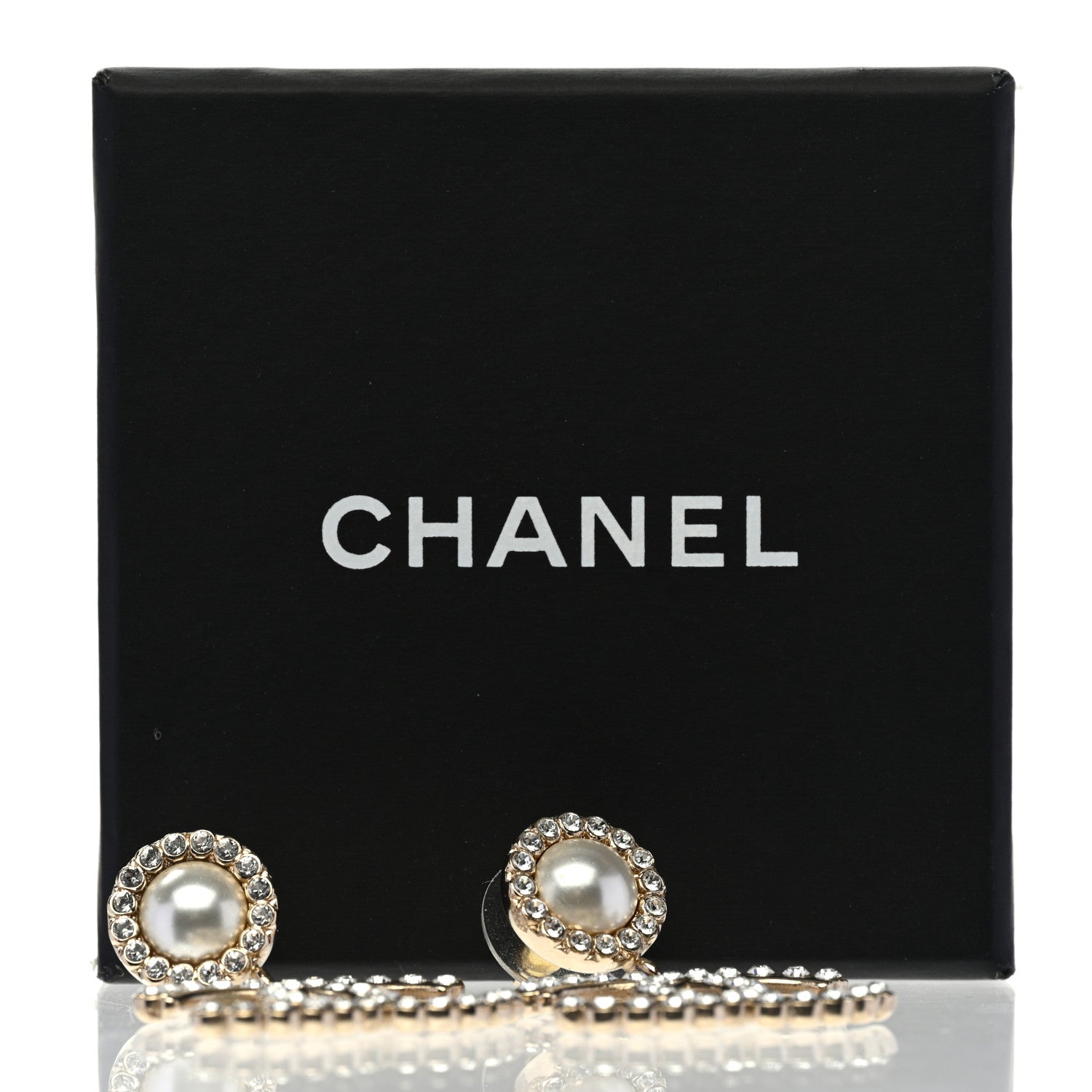 Chanel Crystal Pearl Bow-tiful CC Drop Earrings Gold 5 of 5
