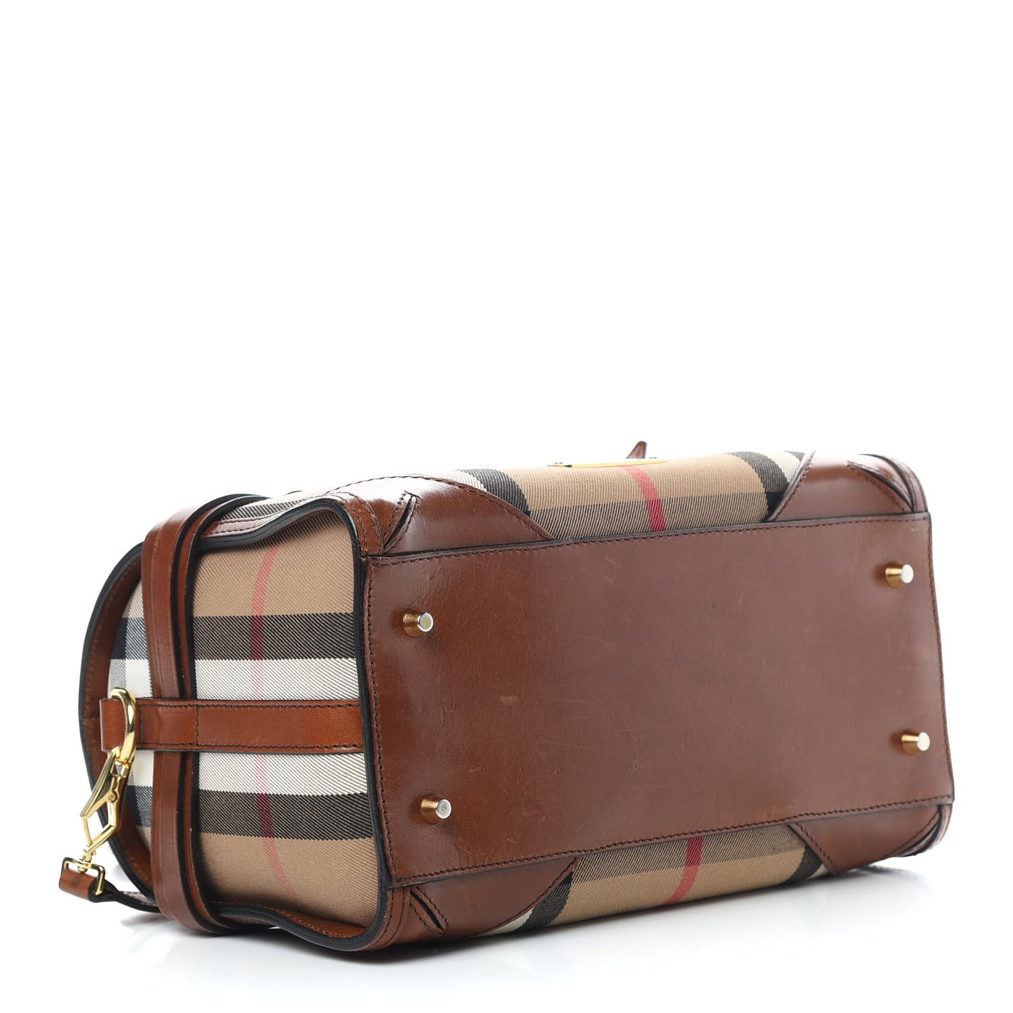House Check Bridle Calfskin Medium Alchester Bowling Bag Dark Tan