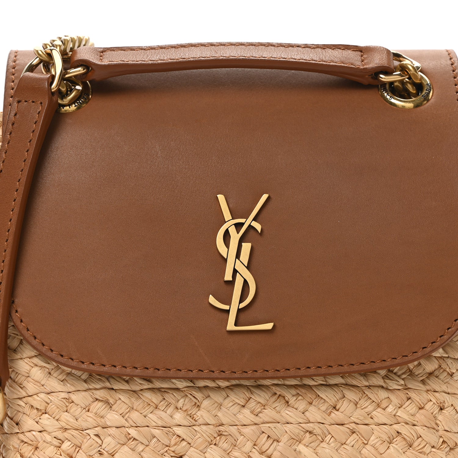 Saint Laurent Raffia Calfskin Mini Manon Natural Brick 7 of 9
