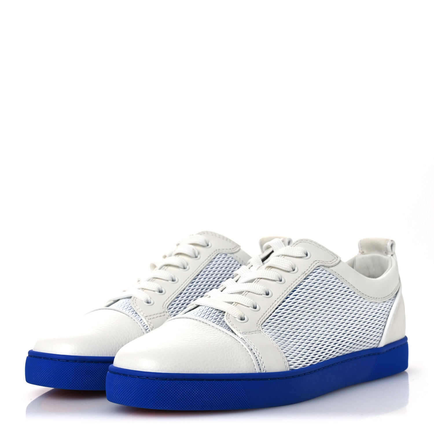 Christian Louboutin Calfskin Mens Louis Junior Orlato Flat Sneakers 43.5 White Blue 4 of 11