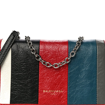 Balenciaga Agneau Arena Multicolore Bazar Chain Shoulder Bag Grey White Black Red Blue 7 of 9