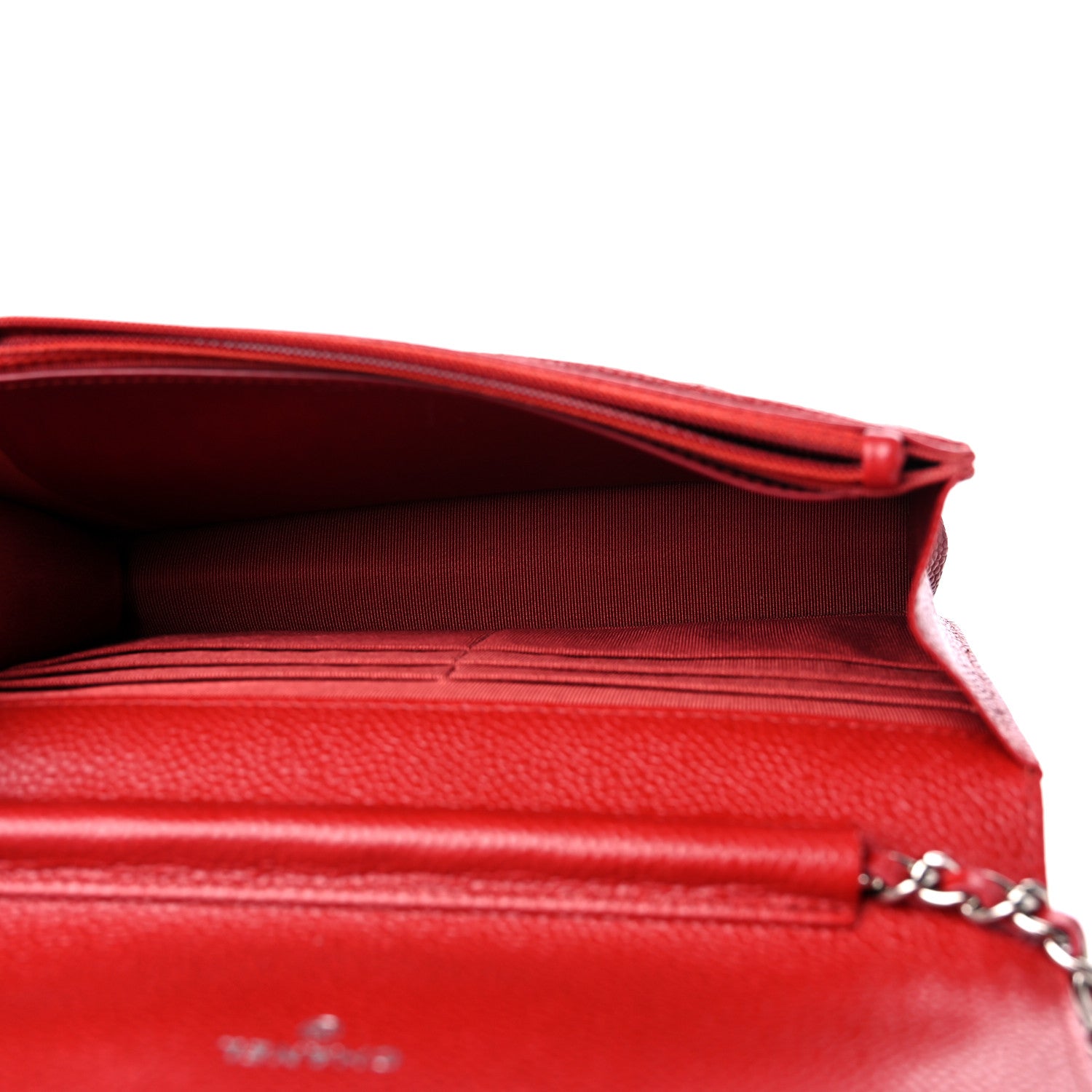 Chanel Caviar Quilted Wallet on Chain WOC Dark Red 6 of 14