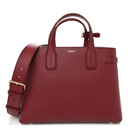 Burberry Grainy Calfskin House Check Medium Banner Tote Crimson 1 of 10