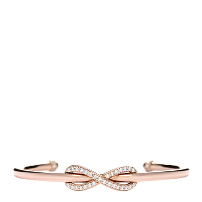 Tiffany 18K Rose Gold Diamond Infinity Cuff Bracelet 1 of 3