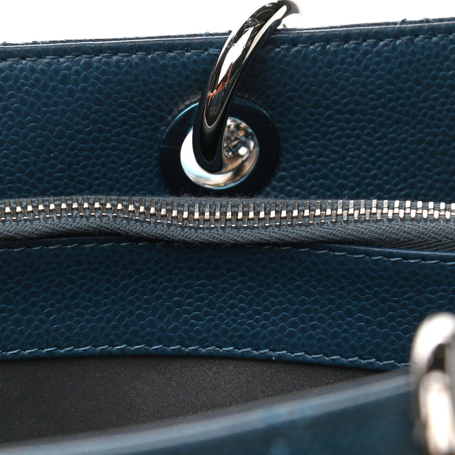 Chanel Caviar Quilted Grand Shopping Tote GST Dark Blue 10 of 12