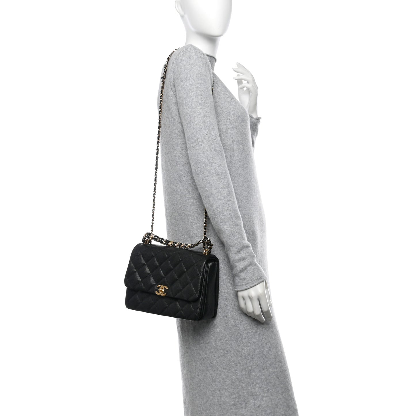 Caviar Quilted Coco First Flap Black