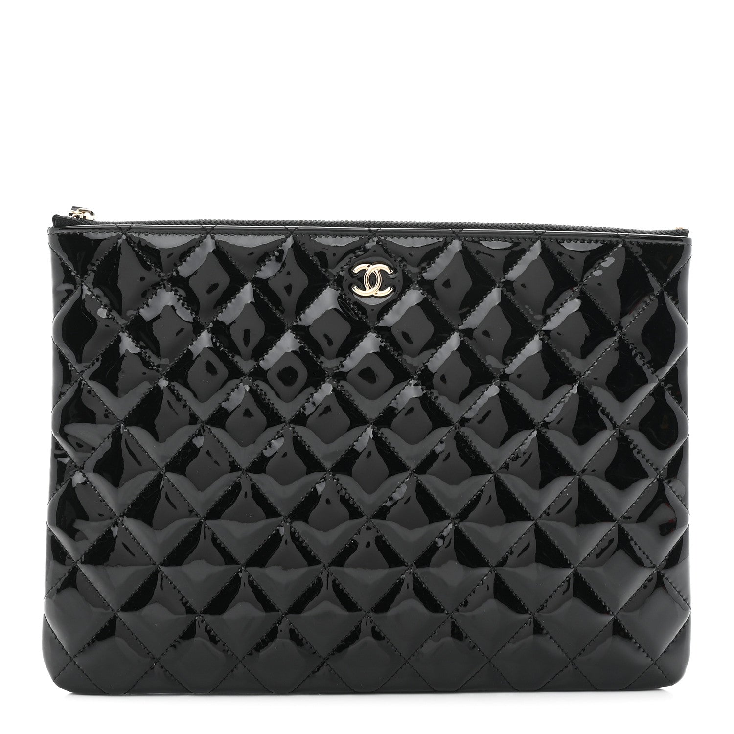 Chanel Patent Calfskin Quilted Medium Cosmetic Case Black 1 of 8