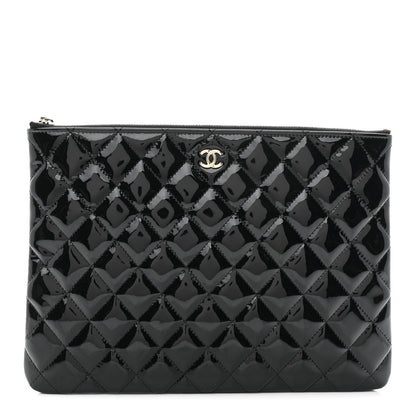 Chanel Patent Calfskin Quilted Medium Cosmetic Case Black 1 of 8
