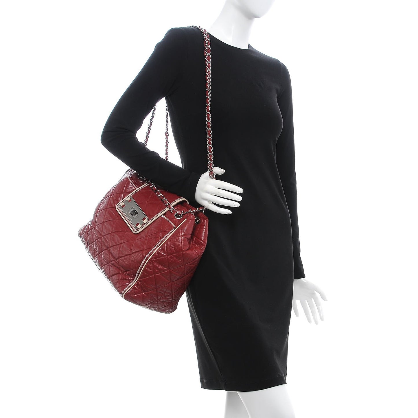 Lambskin Large North South Accordion Tote Bordeaux