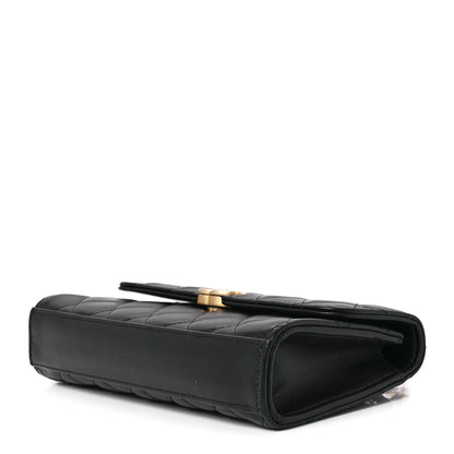 Chanel Lambskin Enamel Quilted Top Handle Flap Phone Holder With Chain Black 10 of 12