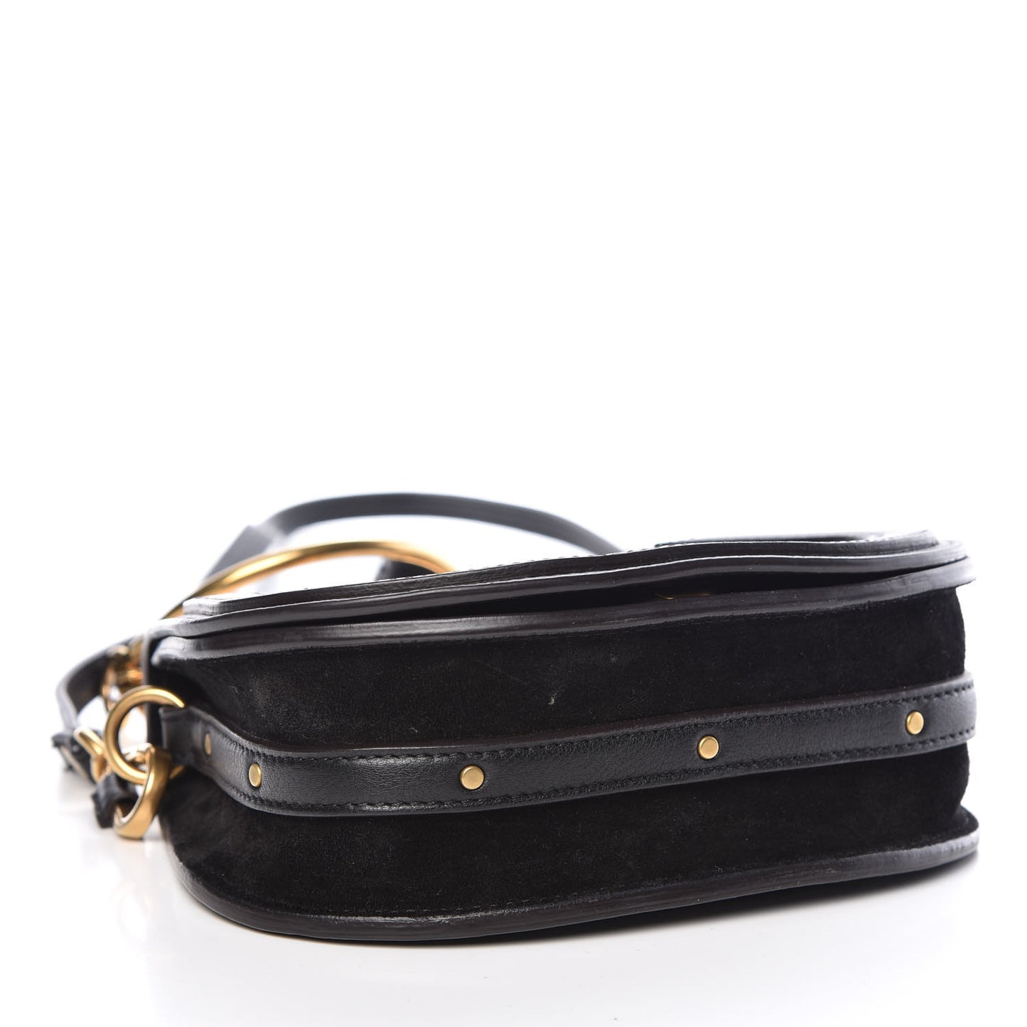 Calfskin Suede Small Nile Bracelet Bag Black